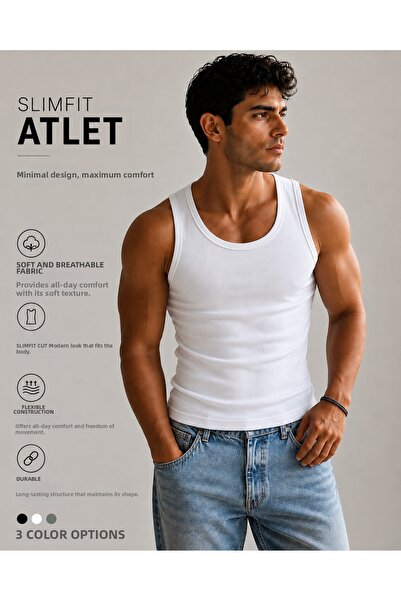 Livik Slimfit Halter Neck Ribbed Men's Athlete Undershirt Flexible Fabric Str...
