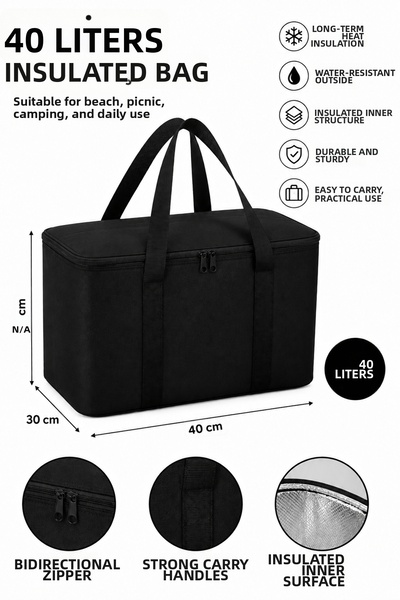 Timburly Geantă termoizolantă de 40 de litri, izolată, pentru picnic, camping...