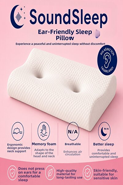 VISCORA Soundsleep Ear-Friendly Sleep Pillow – Ergonomic Visco Pillow for Peo...