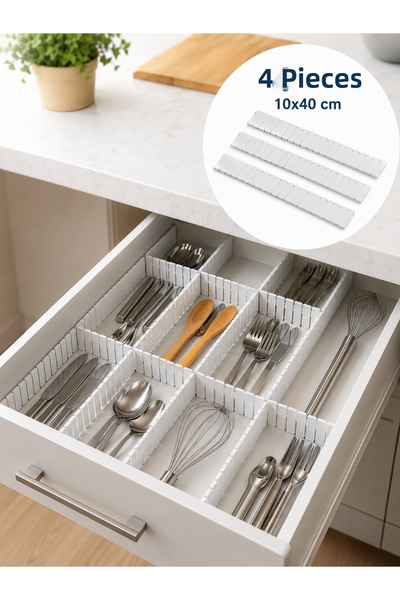 BEYLİNİ 4-Drawer Organizer 10X40 cm Custom Organizer Can Be Cut to Size Cabin...
