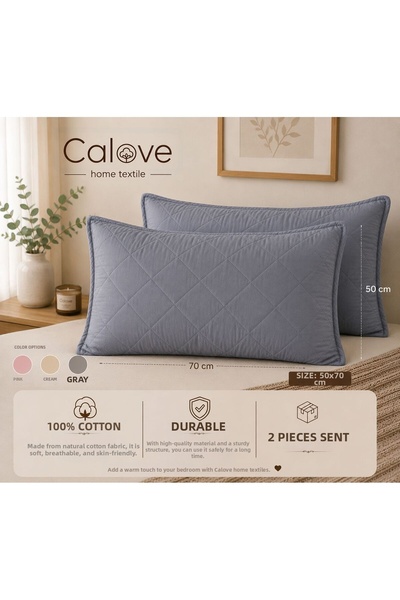 calove Premium 100% Cotton Gray Pillow Protector Mattress Cover Set of 2 Quil...