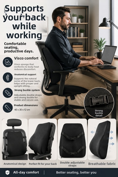 EpiRelax Lumbar Support Cushion Back Pillow for Upright Posture in the Office