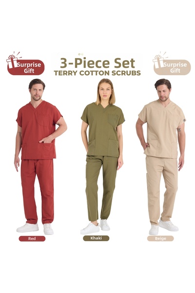 KARGA ÜNİFORMA 3-Piece Set Uniform - Unisex Batwing Sleeve Nurse Uniform Doct...