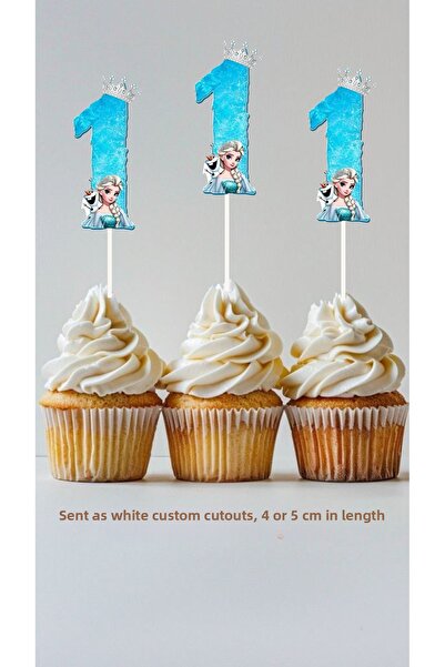 Sinek Kupası Tasarım Elsa 1 Year Old Themed Concept Toothpick Cupcake Decorat...
