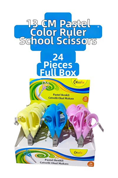 SEYFİKİRTASİYE Set de 13 cm cu riglă de culori pastel, pentru școală, 24 de b...