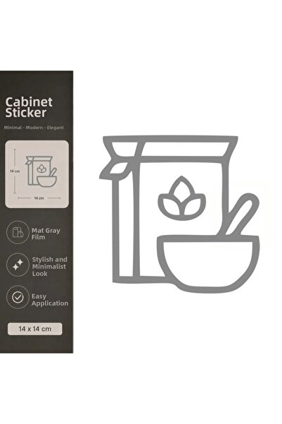 Reysa Tasarım Grains Matte Gray Decorative Foil Sticker 14X14 cm