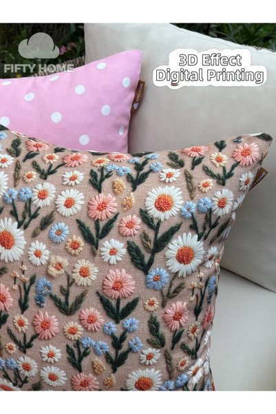 Fifty Home 2 Pieces of Kirlent Case 43X43 cm Digital Printing Summer-Themed Garden Balcony Decorative Pillowcase