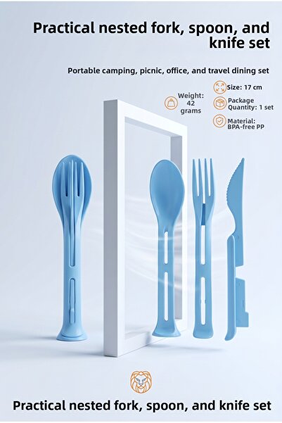 Transformacion Practical Interlocking Fork Spoon Knife Set - 3-Piece Portable...