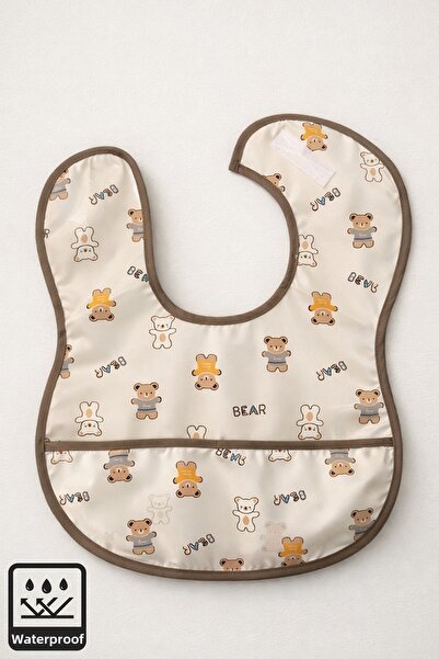 Miniel Unisex Baby Bear Printed Sleeveless Pocket Detailed Velcro Fastener Li...