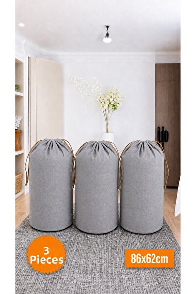 Emma Oliwia 3 Pieces Gray Drawstring Storage Bag Xlarge 86X62 cm - Moving Bag...