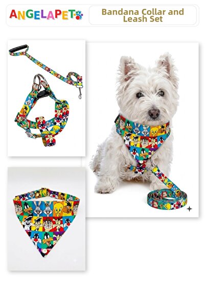 Angelapets Adjustable Scarf, Chest Harness and Travel Strap Set of 3