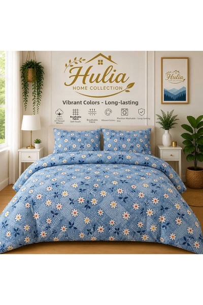 hulia home Σετ Παπλωματοθήκη με Ελαστικά Σεντόνια Ranforce, Διπλό Βαμβακερό, ...