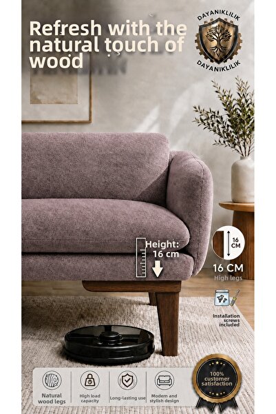 LEGORA WOOD DESIGN Picior de mobilier din lemn brut de 16 cm, nuc închis |   ...