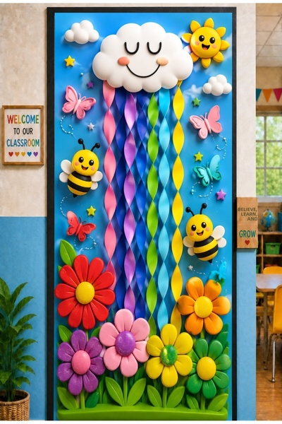 PROMISEBACKDROP2 زينة باب مرنة مقاس 190x75 سم، زينة باب من القماش، بتصميم الس...