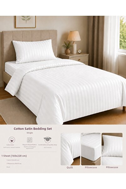 Vintero Home Single 100% Cotton Satin Duvet Cover Set 160X220 cm