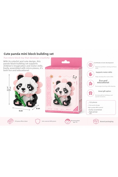 NW NessiWorld Sitting Cute Flower Panda 350 Piece Block Toy