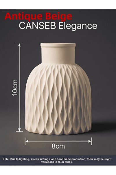 CANSEB Elegance Premium - Antique Beige - Wavy Decorative Vase - 10X8Cm - Han...