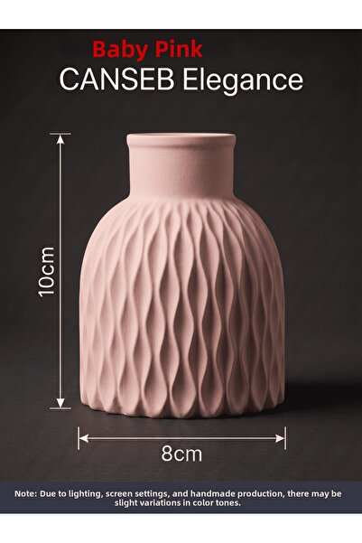 CANSEB Elegance Premium - Baby Pink - Wavy Decorative Vase - 10X8Cm - Hand-Pa...