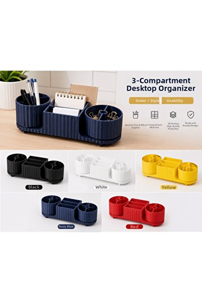 MYE TEKNOLOJİ 3D Printing Makeup Organizer 3 Compartment Cosmetic Organizer S...