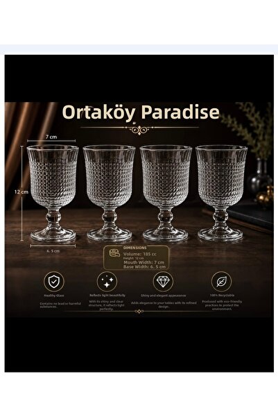 ORTAKÖYCENNETİ 4 قطع من كوب أودري موديل M. COCO سعة 185 سم مكعب، طول 12 سم، ف...