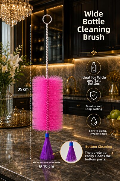 my brusher Wide Bottle Cleaning Brush – 35 Cm, Ø10 cm – with Bottom Cleaning Tip