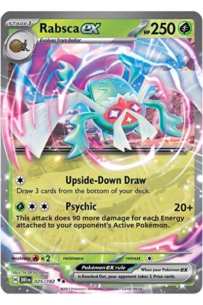Pokemon TCG Rabsca Ex # 25 Pokemon Destined Rivals Original Card