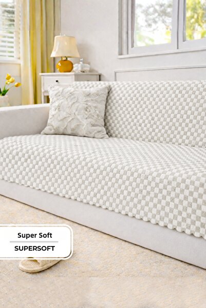 Evien Home Aron Fur-Trimmed Sofa Cover 170X215 cm Soft Plush Luxury Non-Slip ...