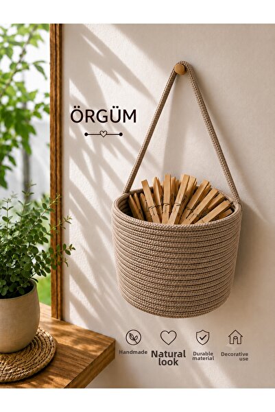 ÖRGÜM Coș cu agrafe Coș organizator decorativ multifuncțional 15x15 cm AGRAFE...