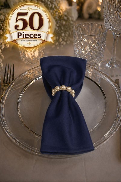 ilmek Fabric Napkins 50-Pack |   Napkin Ring Gift Set, Complete with 100 Pieces