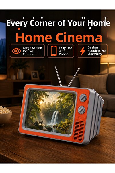FTA TİCARET 12 Inch Screen Magnifier for Phone Retro Television Design Hd Mov...