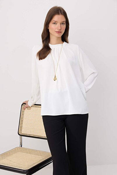 Trendyol Modest Εκρού Σατέν Τουνίκ TCTSS26UK00010