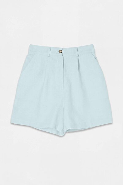 Drop by TrendyolMilla Plave pamučne pantalone sa širokim nogavicama i elastič...