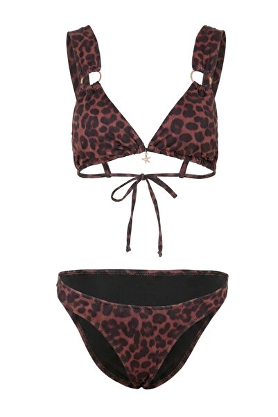 Trendyol Collection Set bikini brazilian cu talie joasă și model leopard, cu ...