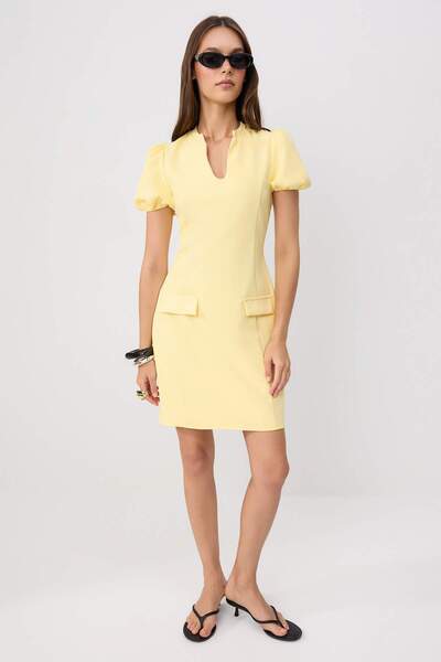 Trendyol Collection Rochie galbenă, scurtă/mini, țesută TWOSS26EL00685