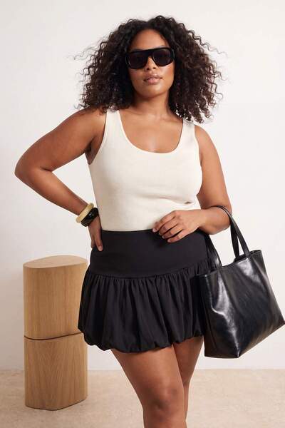 Trendyol Curve Ecru Fitted/V-Neck Thick Strap Sleeveless Ribbed Stretchy Knit...