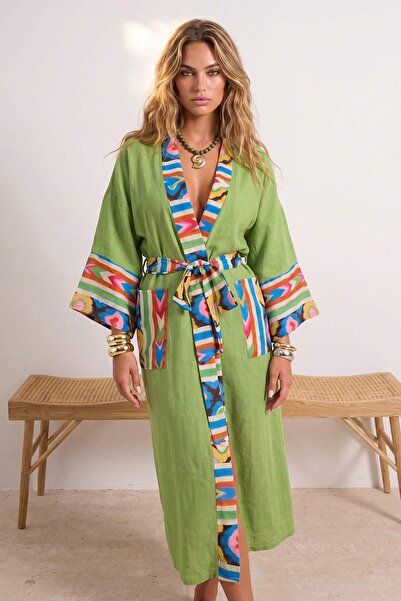 Trendyol Collection Kimono și caftan de plajă cu guler șal maxi supradimensio...