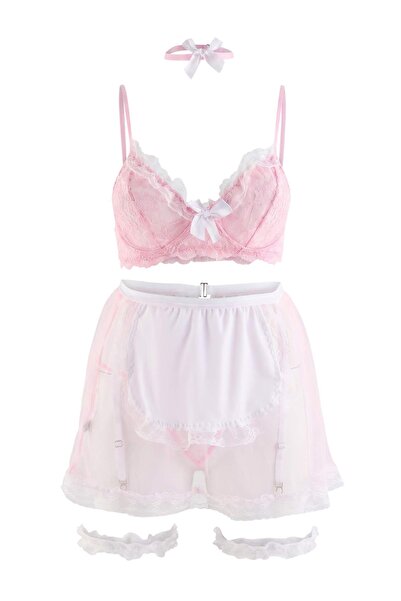 Trendyol Curve Pink Plus Size Lingerie Set