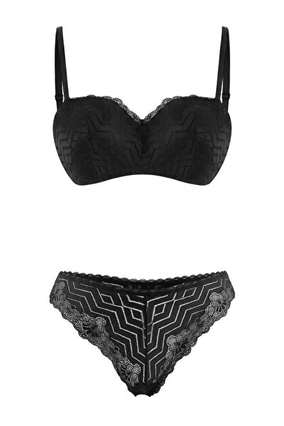 Trendyol Collection Black Lace Flat Fixed Cup Underwear Set Thmss26Cc00047