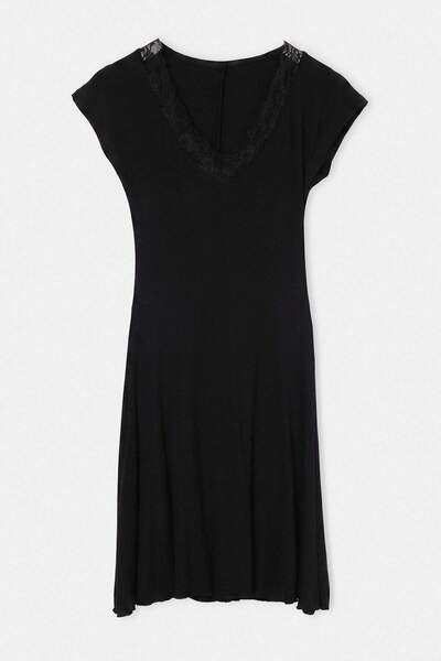Drop by TrendyolMilla Black Lace Detailed V-Neck Dress Tdrss26El00126