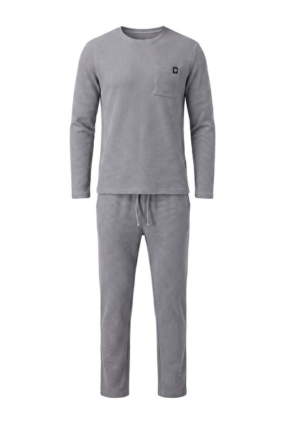 Trendyol Collection Gray Melange Regular Fit Pocket and Label Detailed Waffle...