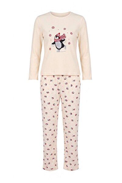 Trendyol Collection Set de pijamale tricotate din jerseu cu fibre tăiate, cu ...
