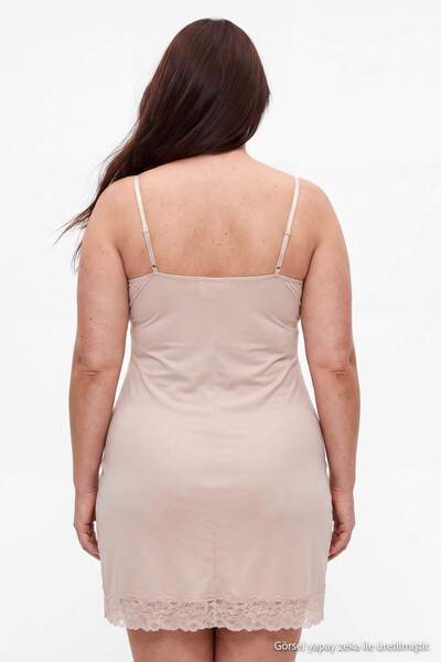 Trendyol Curve Skin Lace Detailed Plus Size Lining Dress/Skirt/Chemise Tbbaw2...