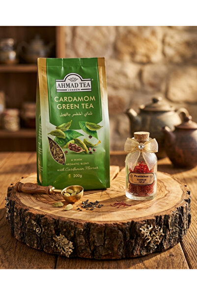 Ahmad Tea AHMAD ÇAY LONDON KAKULE YEŞİL ÇAY + 2,5gr HERAT SAFRAN