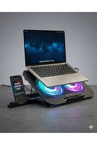 sepetrota Cool-Pro | RGB Aydınlatmalı ve Çift Fanlı Sessiz Laptop Soğutucu Stand