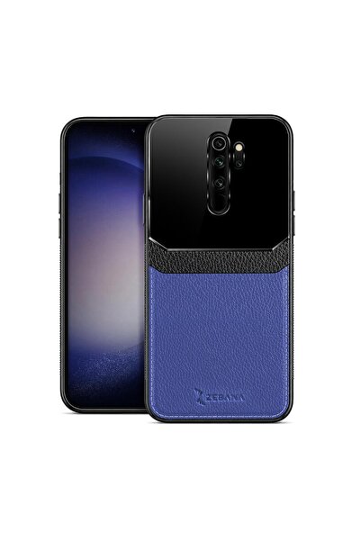 Zebana Xiaomi Redmi Note 8 Pro Uyumlu Kılıf Lens Deri Kılıf Lacivert