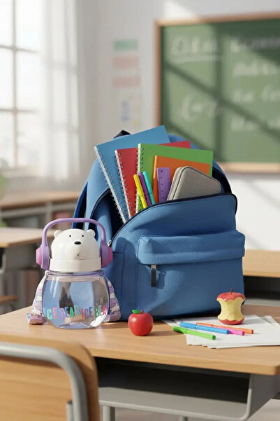Miniso We Bare Bears Lisanslı Kutup Ayısı Omuz Askılı Plastik Şişe 800ml - Pi...