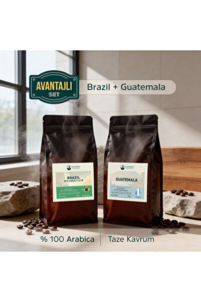 Kahveras Coffee Roastery Coffee Set 2-Pack Brazil & Guatemala |   100% Arabic...
