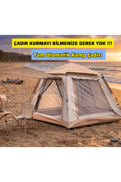 OBA ÇADIR Tam Otomatik Tenteli 4-6 Kişilik Kamp Çadırı 240x240x155 Cm