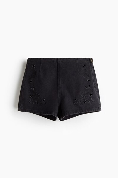 H&M Nakış İşlemeli Kot Şort