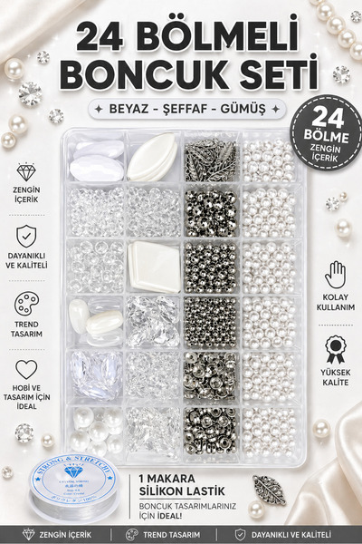 By MO Accessories Σετ χόμπι κατασκευής κοσμημάτων με μαργαριτάρια και λευκές ...